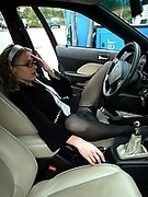 German amateur girl in black pantyhose public exposed